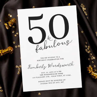 Minimaler moderner Fünfzig und fantastisch 50. Geb Einladung