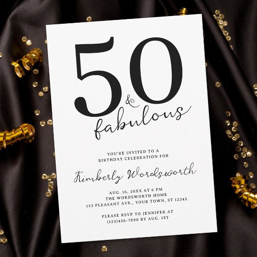 Minimaler moderner Fünfzig und fantastisch 50. Geb Einladung