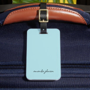 Minimaler moderner hellblauer Monogram, vollständi Gepäckanhänger