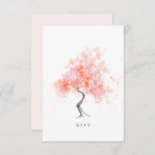 Minimaler moderner hellrosa Wasserfarbenbaum RSVP Karte (Vorne/Hinten)