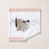 Minimaler moderner Kunststil weiß grau pink Badhandtuch Set (Waschlappen)