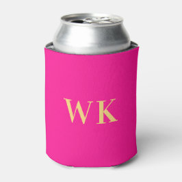 Minimaler moderner Monogramm-Hot-Pink Dosenkühler