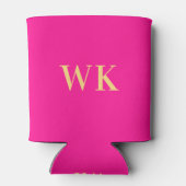 Minimaler moderner Monogramm-Hot-Pink Dosenkühler (Rückseite)