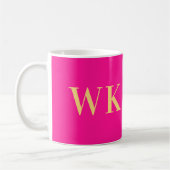 Minimaler moderner Monogramm-Hot-Pink Kaffeetasse (Links)