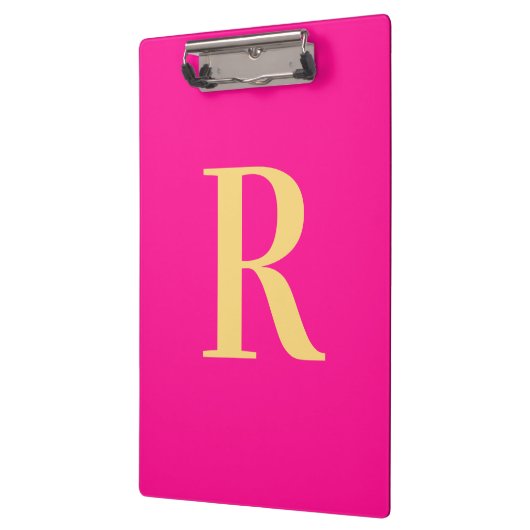 Minimaler moderner Monogramm-Hot-Pink Klemmbrett (Links)