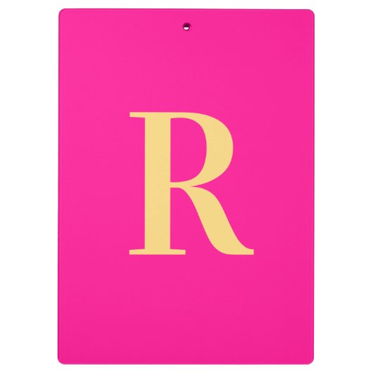 Minimaler moderner Monogramm-Hot-Pink Klemmbrett (Rückseite)