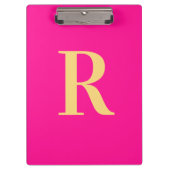 Minimaler moderner Monogramm-Hot-Pink Klemmbrett (Vorderseite)