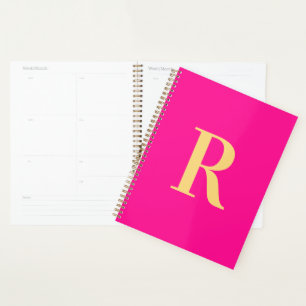 Minimaler moderner Monogramm-Hot-Pink Planer