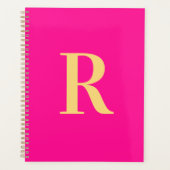 Minimaler moderner Monogramm-Hot-Pink Planer (Vorderseite)