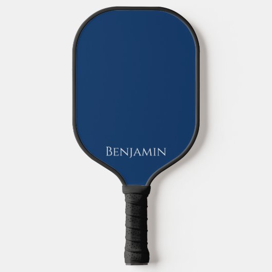 Minimaler moderner Name in Navy Blue und White Pickleball Schläger (Vorderseite)