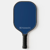 Minimaler moderner Name in Navy Blue und White Pickleball Schläger (Rückseite)