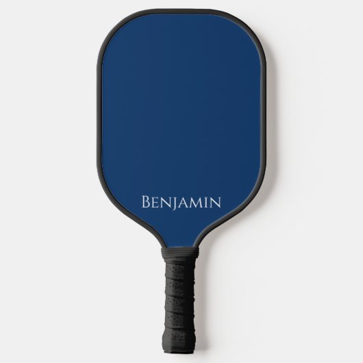Minimaler moderner Name in Navy Blue und White Pickleball Schläger (Rückseite)