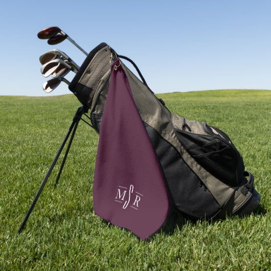 Minimaler moderner Personalisierter Monogram-Maroo Golfhandtuch (Gras)