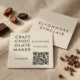 Minimaler moderner QR-Code für Kunstschokoladenher Quadratische Visitenkarte
