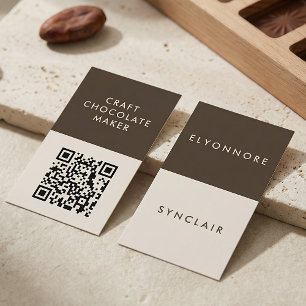 Minimaler moderner QR-Code für Kunstschokoladenher Visitenkarte