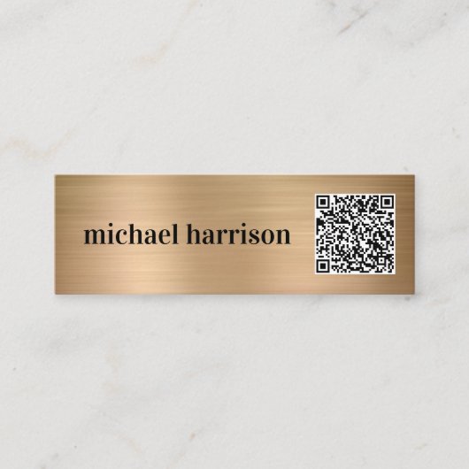 Minimaler moderner QR Code Gold Mini Visitenkarte (Vorderseite)