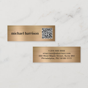 Minimaler moderner QR Code Gold Mini Visitenkarte