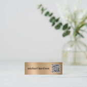 Minimaler moderner QR Code Gold Mini Visitenkarte (Stehend Vorderseite)