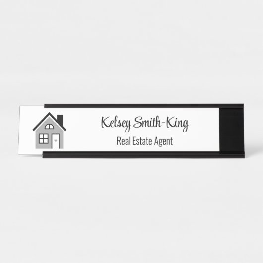Minimaler moderner Real Anwesen Agent Schreibtischnamensplakette (Vorderseite )