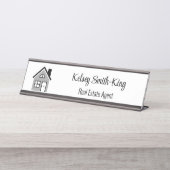 Minimaler moderner Real Anwesen Agent Schreibtischnamensplakette (Vorderseite )