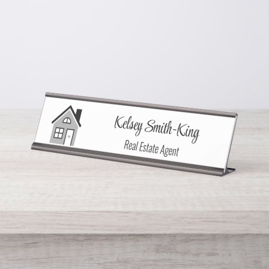 Minimaler moderner Real Anwesen Agent Schreibtischnamensplakette (Vorderseite )