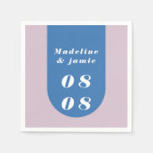 Minimaler moderner Retro-Bogengang Blau & Lila Fet Serviette (Vorderseite)