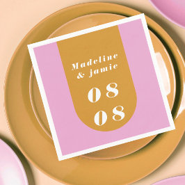 Minimaler moderner Retro-Pfeil Rosa & Gelb Fett Da Serviette
