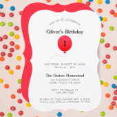 Minimaler moderner Roter Ballon beliebte Zahl Gebu Einladung