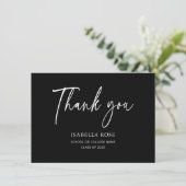 Minimaler moderner Schwarz-Weiß-Abschluss Dankeskarte (Stehend Vorderseite)