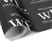 Minimaler moderner Schwarz-Weiß-Mit Monogramm Name Geschenkpapier (Rolleneckpunkt)