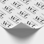 Minimaler moderner Schwarz-Weiß-Mit Monogramm Name Geschenkpapier (Ecke)
