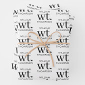Minimaler moderner Schwarz-Weiß-Mit Monogramm Name Geschenkpapier Set (Beispiel)