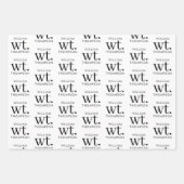 Minimaler moderner Schwarz-Weiß-Mit Monogramm Name Geschenkpapier Set (Vorderseite)