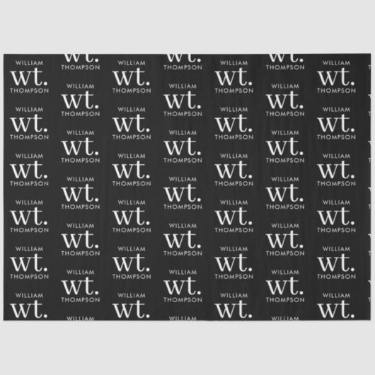 Minimaler moderner Schwarz-Weiß-Mit Monogramm Name Seidenpapier (Vorderseite)