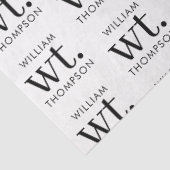 Minimaler moderner Schwarz-Weiß-Mit Monogramm Name Seidenpapier (Ausschnitt)