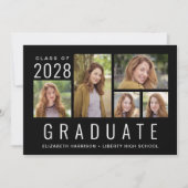 Minimaler moderner Schwarzer Abschluss Ankündigung (Vorderseite)