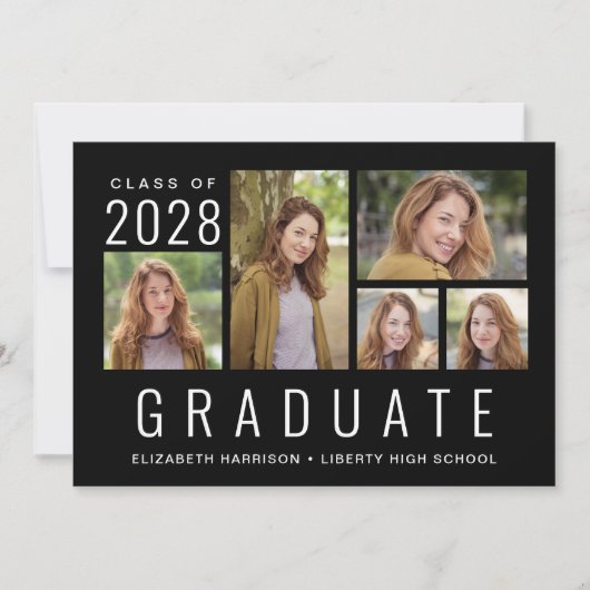 Minimaler moderner Schwarzer Abschluss Ankündigung (Vorderseite)