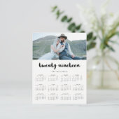 Minimaler moderner Typografie-Foto-Kalender 2019 Postkarte (Stehend Vorderseite)