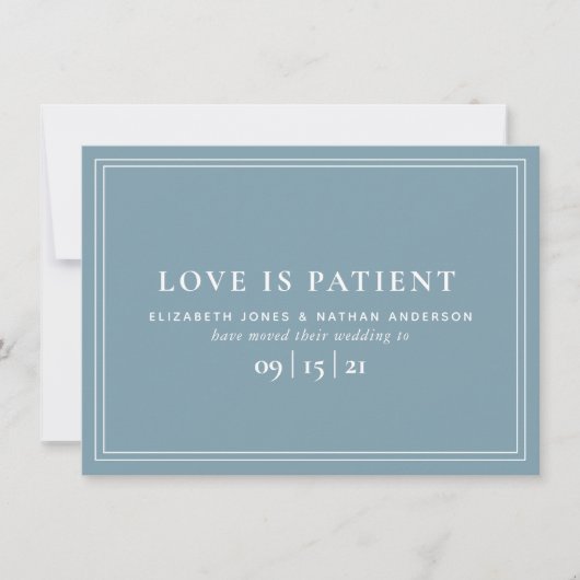 Minimaler moderner Wechsel des Datums Hochzeitaufs Save The Date (Vorderseite)