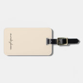 Minimaler moderner weißer Creme Monogramm Vollname Gepäckanhänger (Vorderseite horizontal)
