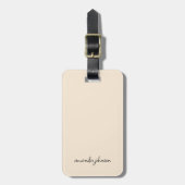 Minimaler moderner weißer Creme Monogramm Vollname Gepäckanhänger (Vorderseite vertikal)