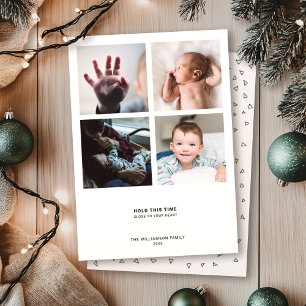 Minimaler moderner Zitat   4 Foto-Collage Instagra Feiertagskarte