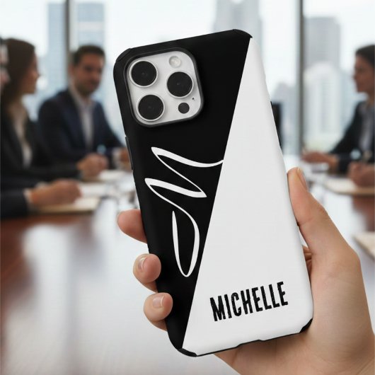 minimaler monochrome Splitt Eleganzskriptmonogramm Case-Mate iPhone Hülle