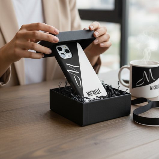 minimaler monochrome Splitt Eleganzskriptmonogramm Case-Mate iPhone Hülle