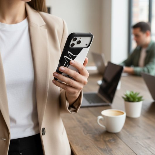 minimaler monochrome Splitt Eleganzskriptmonogramm Case-Mate iPhone Hülle