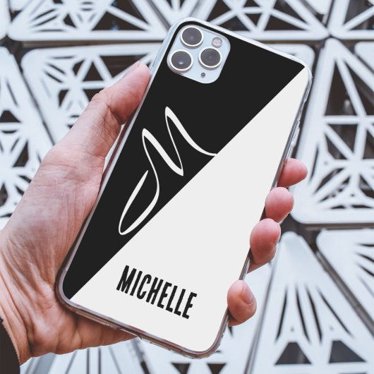 minimaler monochrome Splitt Eleganzskriptmonogramm Case-Mate iPhone Hülle