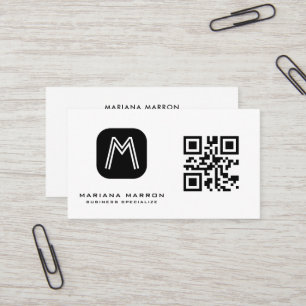 Minimaler Monogram Custom QR Code Basic Visitenkarte