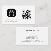 Minimaler Monogram Custom QR Code Basic Visitenkarte (Vorne/Hinten)