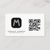 Minimaler Monogram Custom QR Code Basic Visitenkarte (Vorderseite)