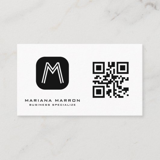 Minimaler Monogram Custom QR Code Basic Visitenkarte (Vorderseite)